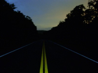 An American road to no where at dusk