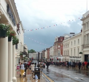 A rainy day view of the Parade in Leamington