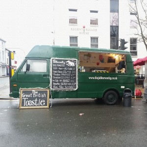 The Beast parked up ready to serve toasties on the Parade in Leamington Spa