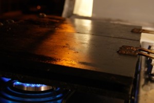 The toastie presses, sitting on our brand new hob.