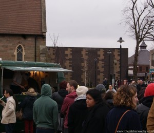 A queue of people, waiting for Jabberwocky toasties