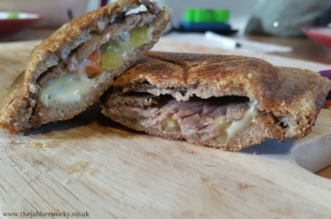 Cornish Yarg toastie with beef and pasty vegetables