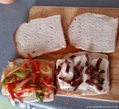 constructing the two halloumi toasties