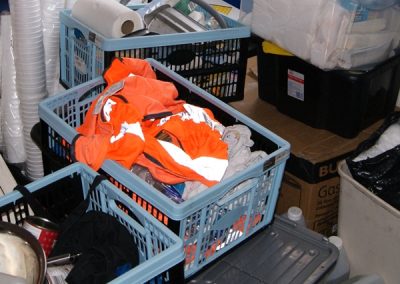 crates of catering equipment