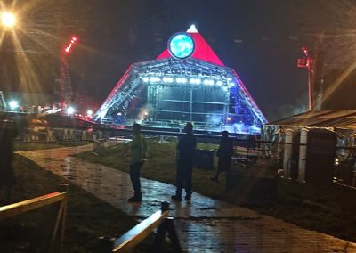 The pyramid stage during setup.