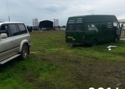 The green van being towed off Glastonbudget.